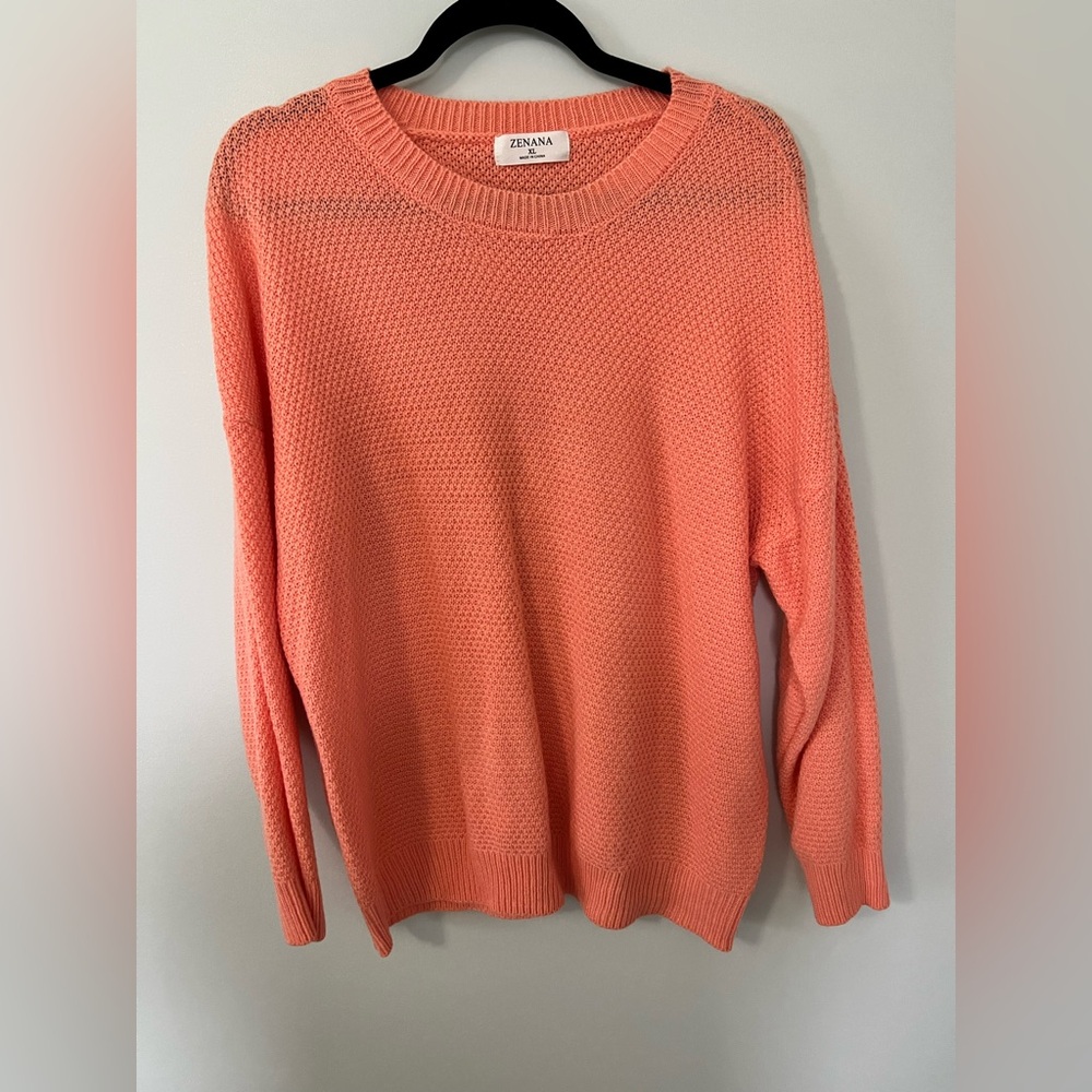 Zenana Outfitters Peach Crew Neck Sweater